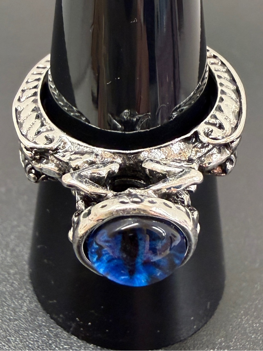 Silver Blue Gemstone Statement Ring - Women Jewelry